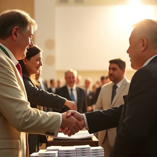 Delegati alla COP28 che si stringono la mano dopo la firma dell'accordo