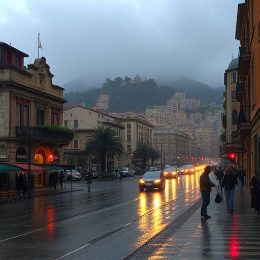Genova durante una forte pioggia