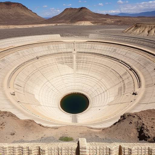 Un bacino idrico prosciugato in California durante un periodo di siccit&radic;&dagger;